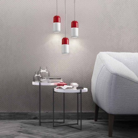 Lampa modernă cu pandantiv din ceramică cu două culori realizată în Italia Asia Viadurini