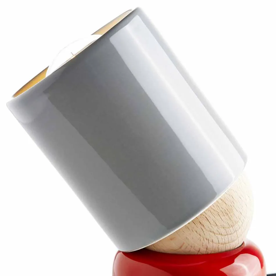 Lampă de masă modernă din lemn de fag și ceramică realizată în Italia Asia Viadurini