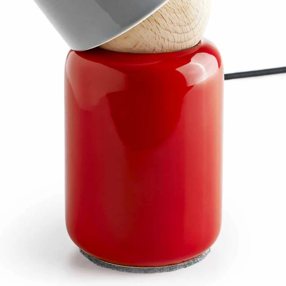 Lampă de masă modernă din lemn de fag și ceramică realizată în Italia Asia Viadurini