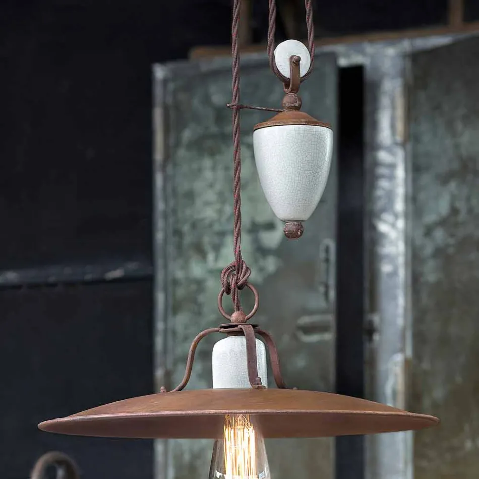 artizanat și în jos din ceramică lampă și metalo Kristen Ferroluce Viadurini