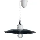 Lampa cu sus si coborasuri suspendata din ceramica alba si metal negru - putere Viadurini