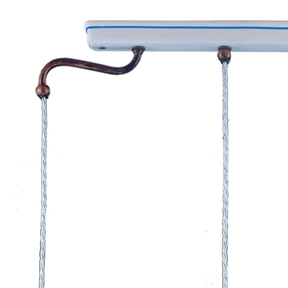 Lampă cu suspendare vintage cu 3 lumini din fier, sticlă și ceramică - Ferrara Viadurini