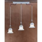 Lampă cu suspendare vintage cu 3 lumini din fier, sticlă și ceramică - Ferrara Viadurini