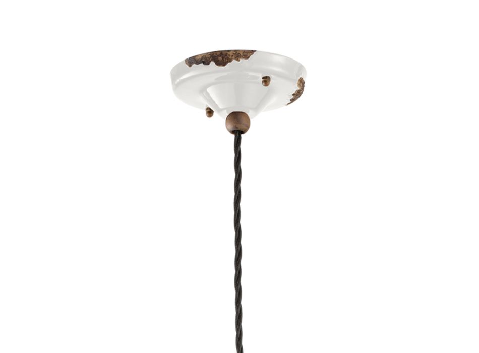 Lampa cu Suspensie Design Industrial din Fier, Sticla si Ceramica - Urban Viadurini
