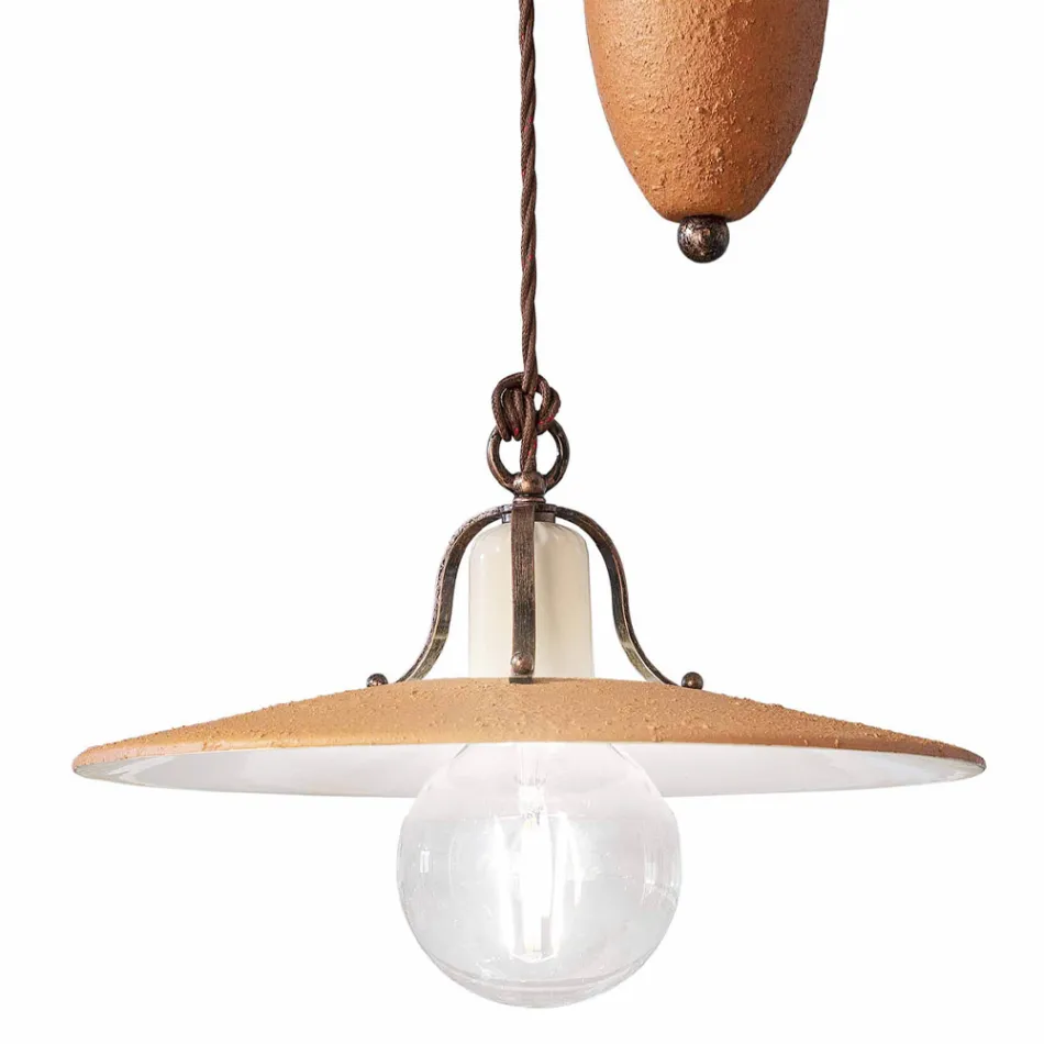 Sus and Downs Lampa cu Suspensie din Fier si Ceramica Bruta Manuala - Bologna Viadurini