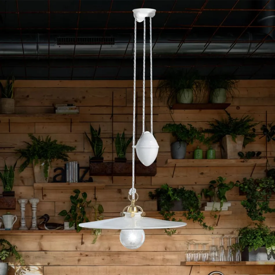 Sus and Down Suspensie din Fier si Ceramica Lucioasa 2 Marimi - Asti Viadurini