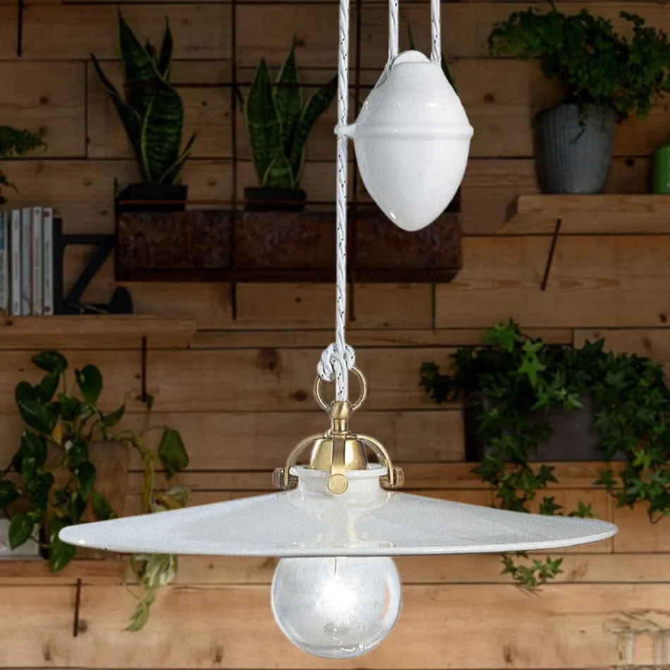 Sus and Down Suspensie din Fier si Ceramica Lucioasa 2 Marimi - Asti Viadurini