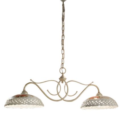 Lampa suspendata 2 Lumini Ceramica Realizata Manual Perforata si Decorata - Verona Viadurini