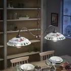 Lampa suspendata 2 Lumini din Ceramica Handmade cu Passanastri - Napoli Viadurini