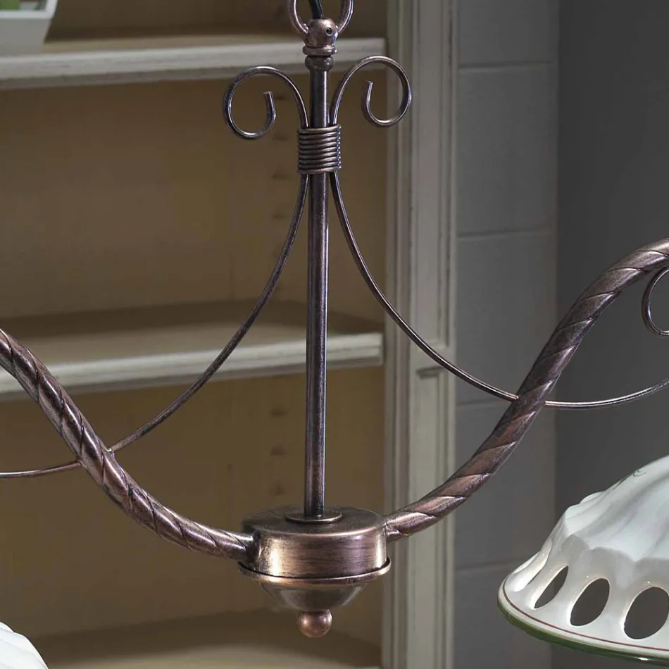 Lampa suspendata 2 Lumini din Ceramica Handmade cu Passanastri - Napoli Viadurini