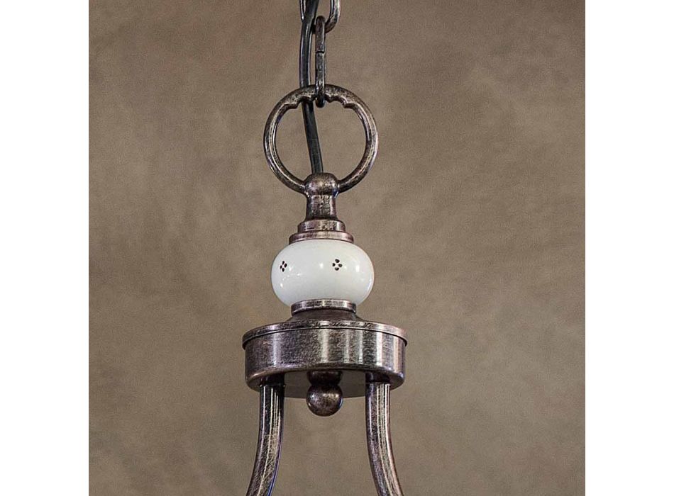 Suspensie Vintage 2 Lumini din Fier Ceramica lucrata manual - Alessandria Viadurini