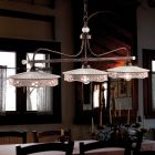 Lampa suspendata 3 Lumini Vintage Ceramica si Fier lucrat manual - Alessandria Viadurini