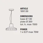 Lampă suspendată de 30 cm, din alamă și majolică toscană, Rossi Toscot Viadurini