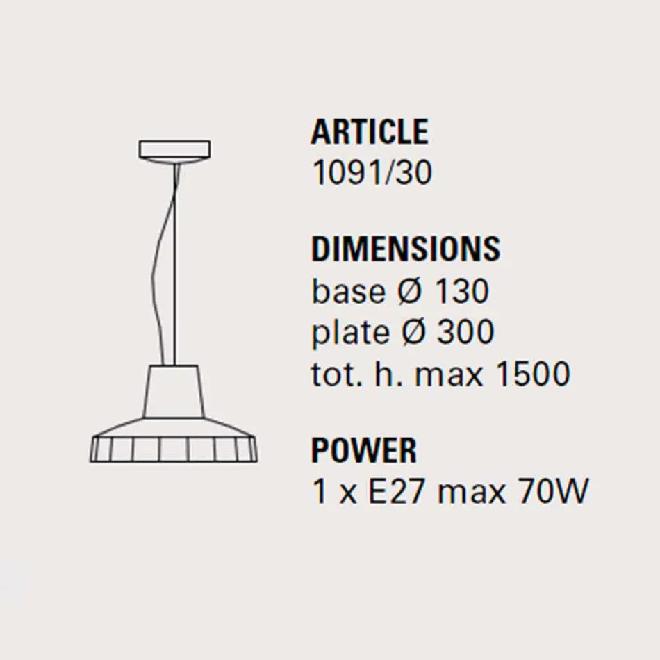 Lampă suspendată de 30 cm, din alamă și majolică toscană, Rossi Toscot Viadurini