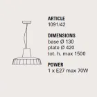 Lampă suspendată de 42 cm în alamă și majolica toscană Rossi - Toscot Viadurini
