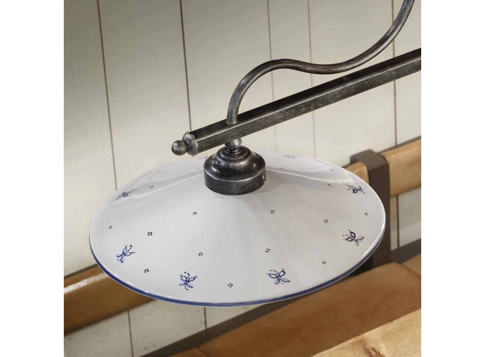 Lampa suspendata cu 2 Lumini in Ceramica Pictata Manual si Design Fier - Asti Viadurini