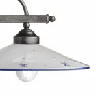 Lampa suspendata cu 2 Lumini in Ceramica Pictata Manual si Design Fier - Asti Viadurini