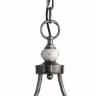 Lampa suspendata cu 2 Lumini in Ceramica Pictata Manual si Design Fier - Asti Viadurini