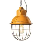 Lampă de suspendare realizată manual din fier și ceramică cu grilă - industrială Viadurini