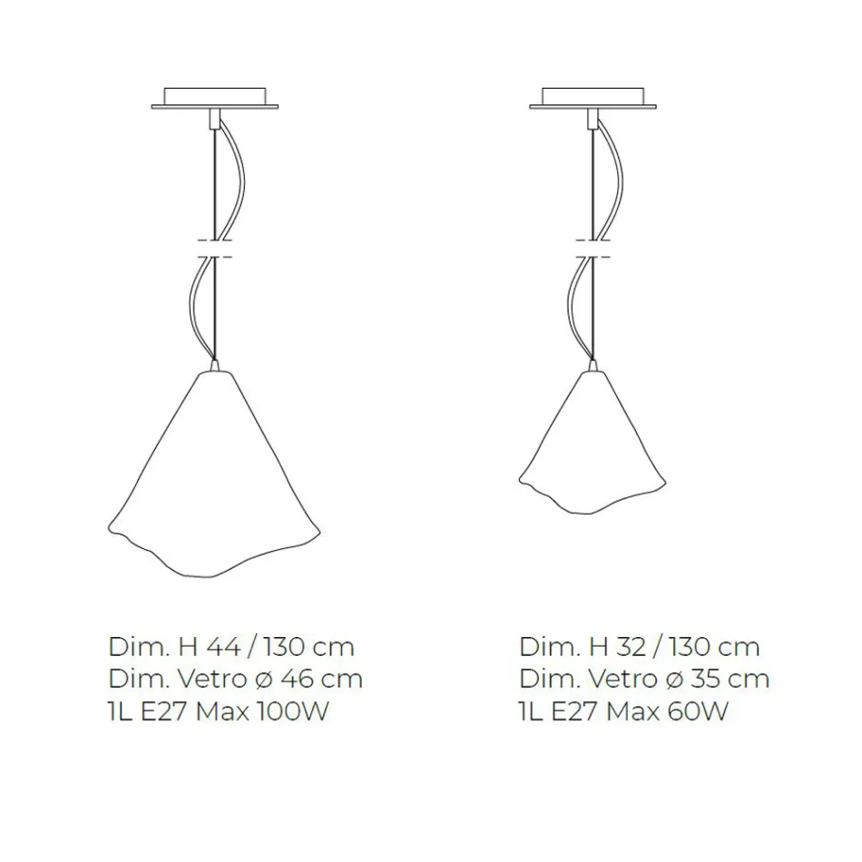 Lampă cu suspendare realizată manual din sticlă venețiană suflată 35 46 cm - Mary Viadurini