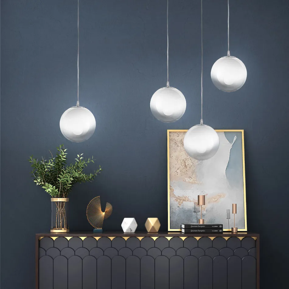 Lampă suspendată realizată manual din sticlă suflată venețiană - Nova Viadurini