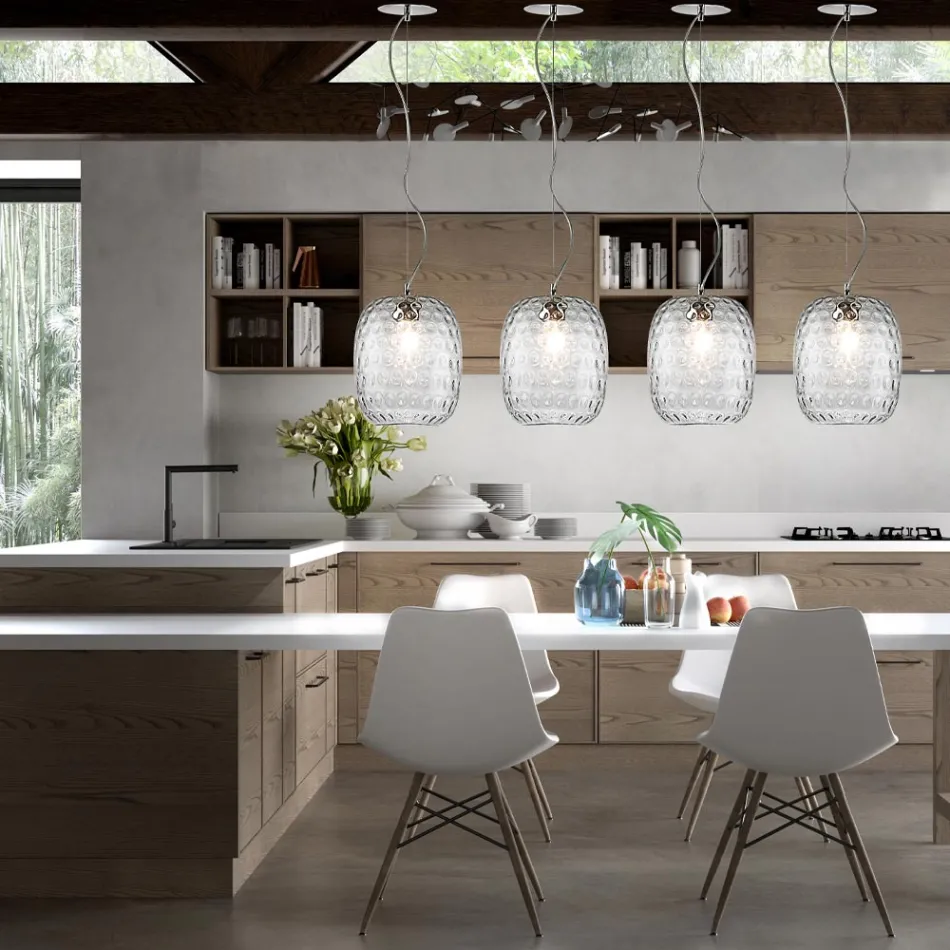 Lampă cu suspendare realizată manual din sticlă venețiană suflată - Cloe Balloton Viadurini