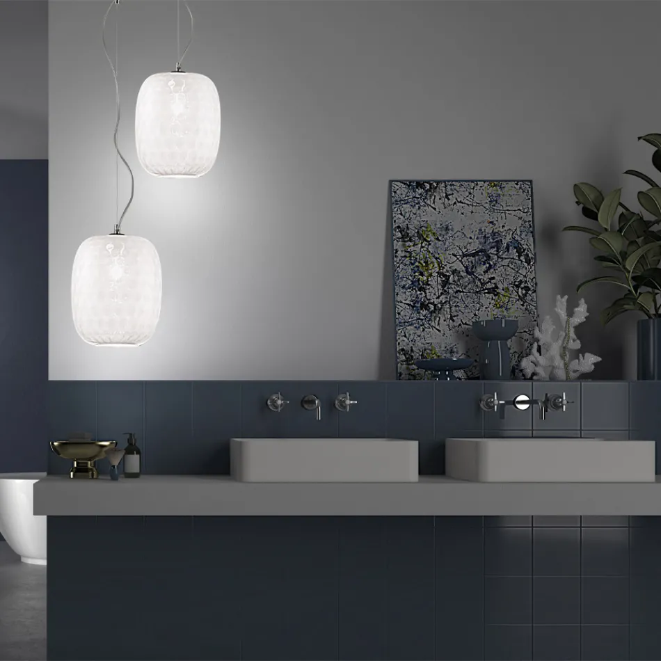 Lampă cu suspendare realizată manual din sticlă venețiană suflată - Cloe Balloton Viadurini