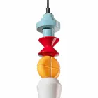 Lampa suspendată din ceramică retro galbenă sau verde, fabricată în Italia - Ferroluce Lariat Viadurini