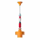 Lampa suspendată din ceramică retro galbenă sau verde, fabricată în Italia - Ferroluce Lariat Viadurini