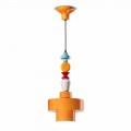 Lampa suspendată din ceramică galbenă sau verde realizată în design italian - Ferroluce Lariat
