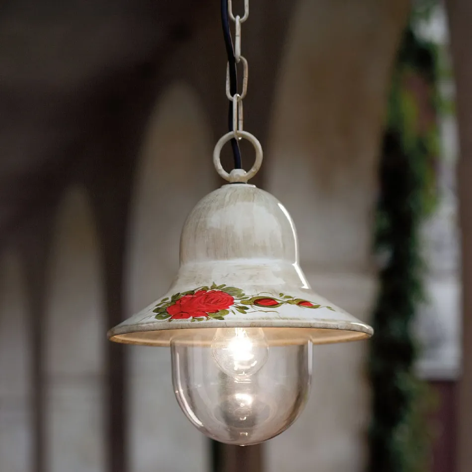 Lampa suspendata de exterior din aluminiu alb pictat manual - Imperia Viadurini