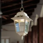 Lampa Suspendata Exterioara din Aluminiu Alb si Decorat Handmade - Gorizia Viadurini