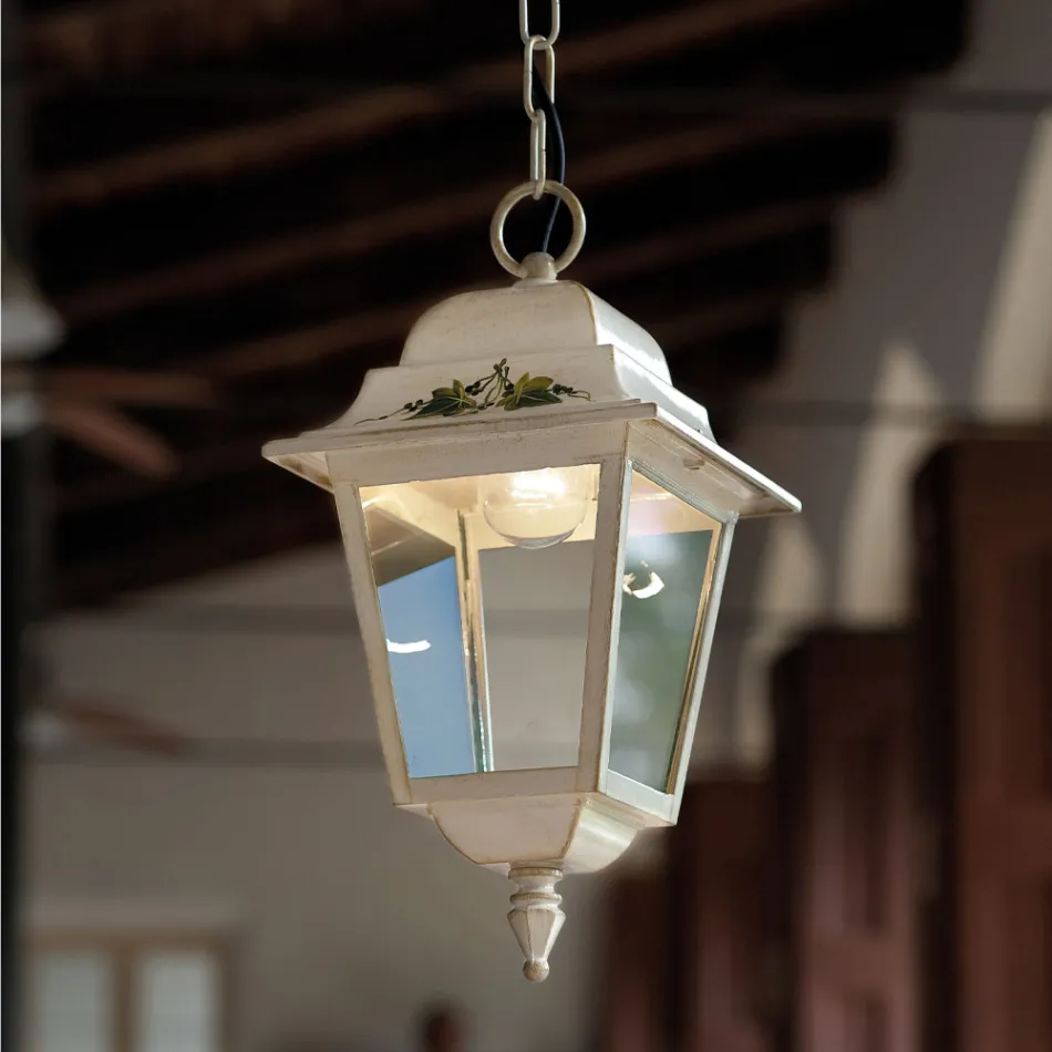 Lampa Suspendata Exterioara din Aluminiu Alb si Decorat Handmade - Gorizia Viadurini