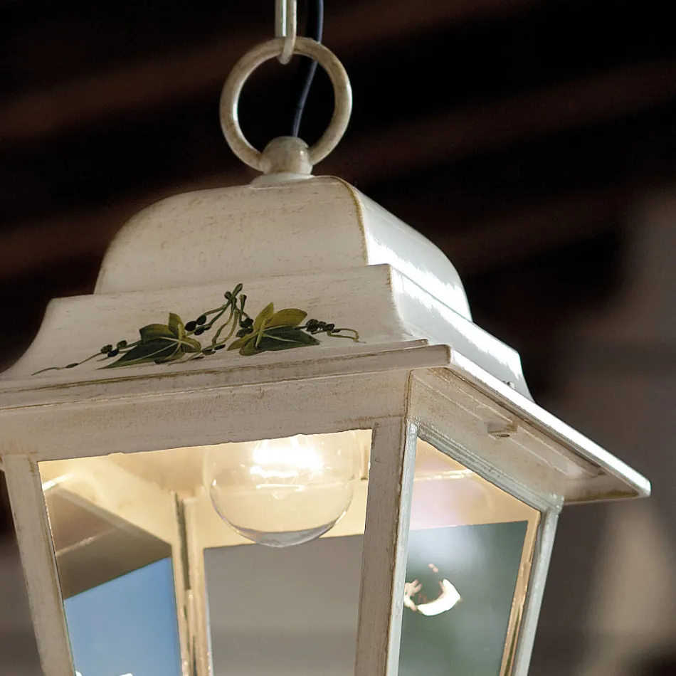 Lampa Suspendata Exterioara din Aluminiu Alb si Decorat Handmade - Gorizia Viadurini