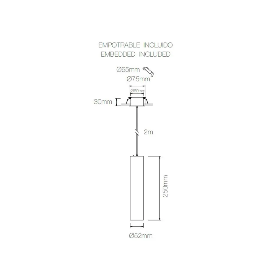 Lampa Suspendata Incastrat din Aluminiu Alb sau Negru, 2 Piese - Rebolla Viadurini