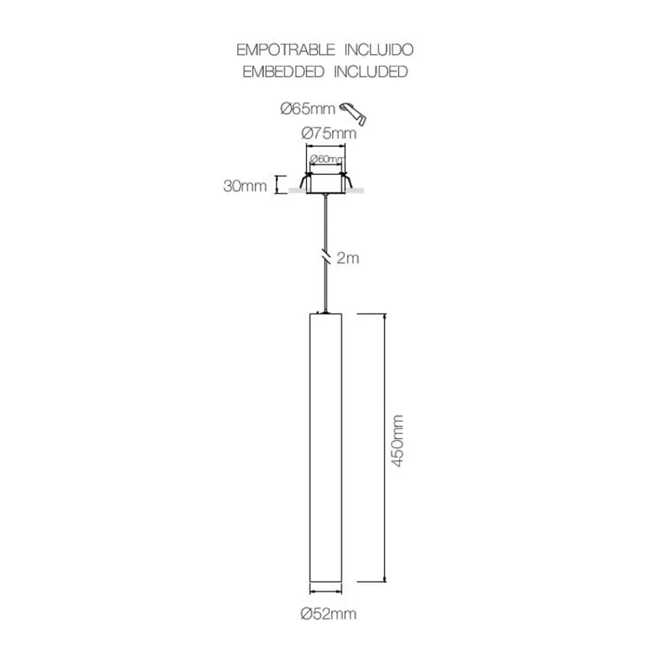 Lampa Suspendata Incastrat din Aluminiu Alb sau Negru, 2 Piese - Rebolla Viadurini