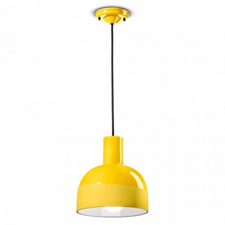 Lampa suspendată în stil retro din ceramică Made in Italy - Ferroluce Caxixi Viadurini