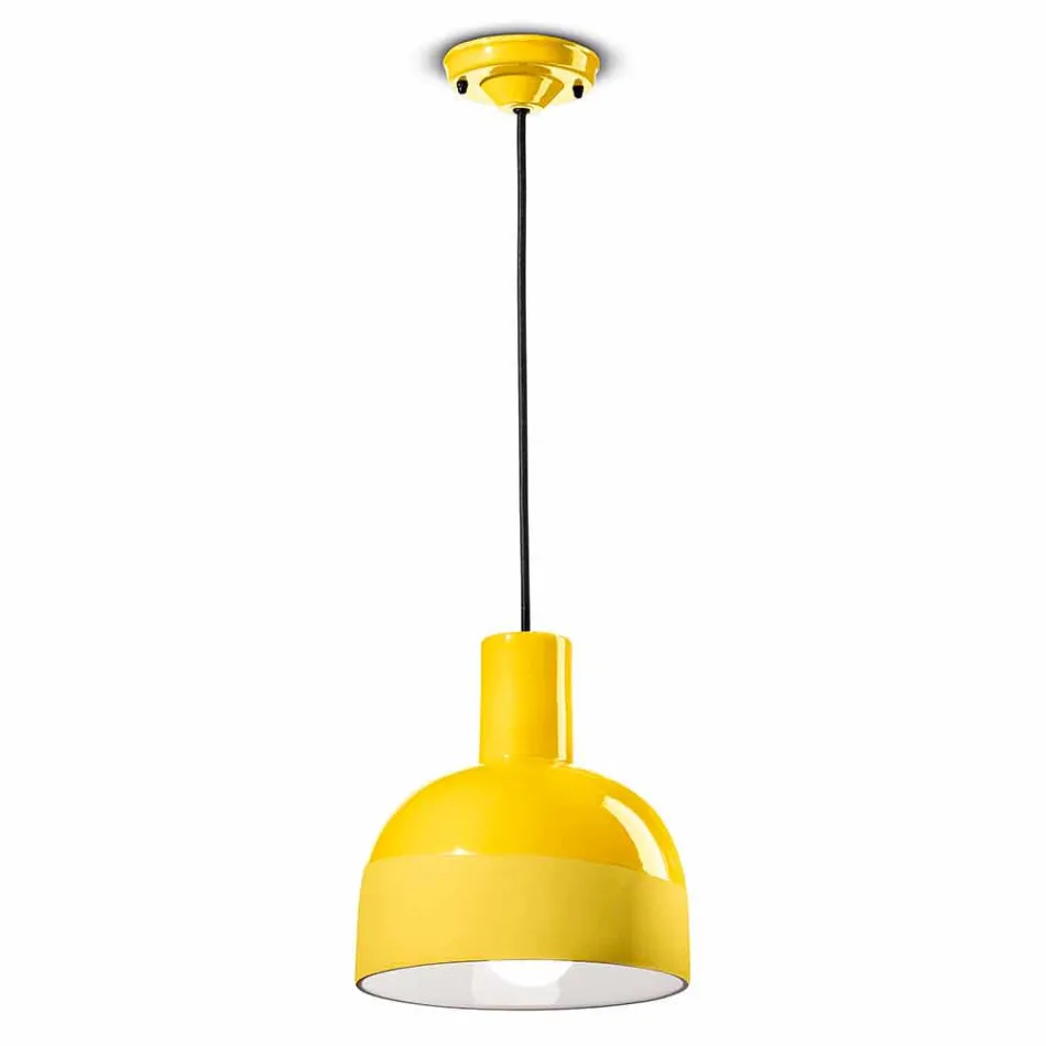 Lampa suspendată în stil retro din ceramică Made in Italy - Ferroluce Caxixi Viadurini