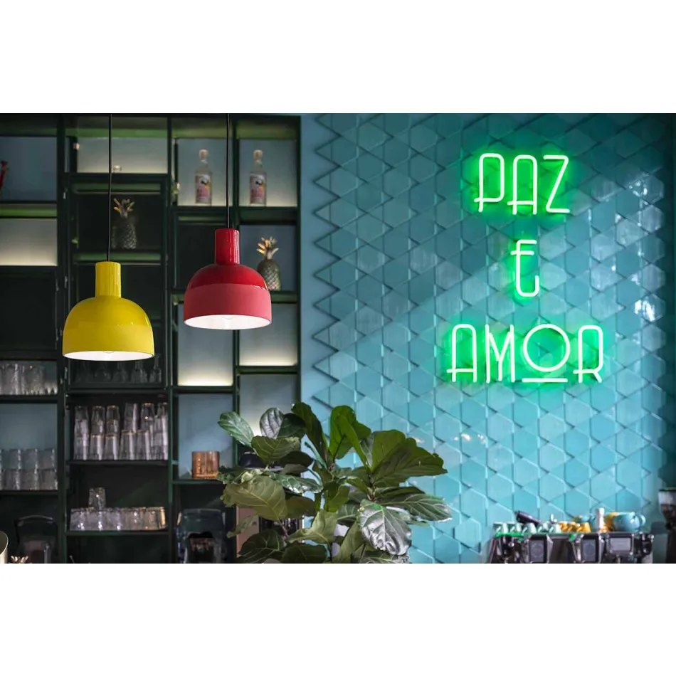 Lampa suspendată în stil retro din ceramică Made in Italy - Ferroluce Caxixi Viadurini