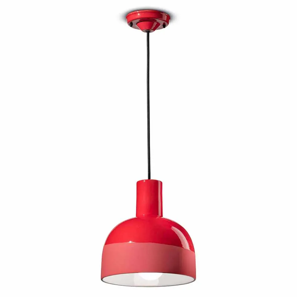 Lampa suspendată în stil retro din ceramică Made in Italy - Ferroluce Caxixi Viadurini