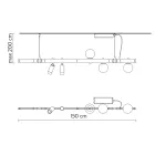Lampă suspendată Design Alb Aluminiu cu Sfere de Sticlă și Spoturi - Exodus Viadurini