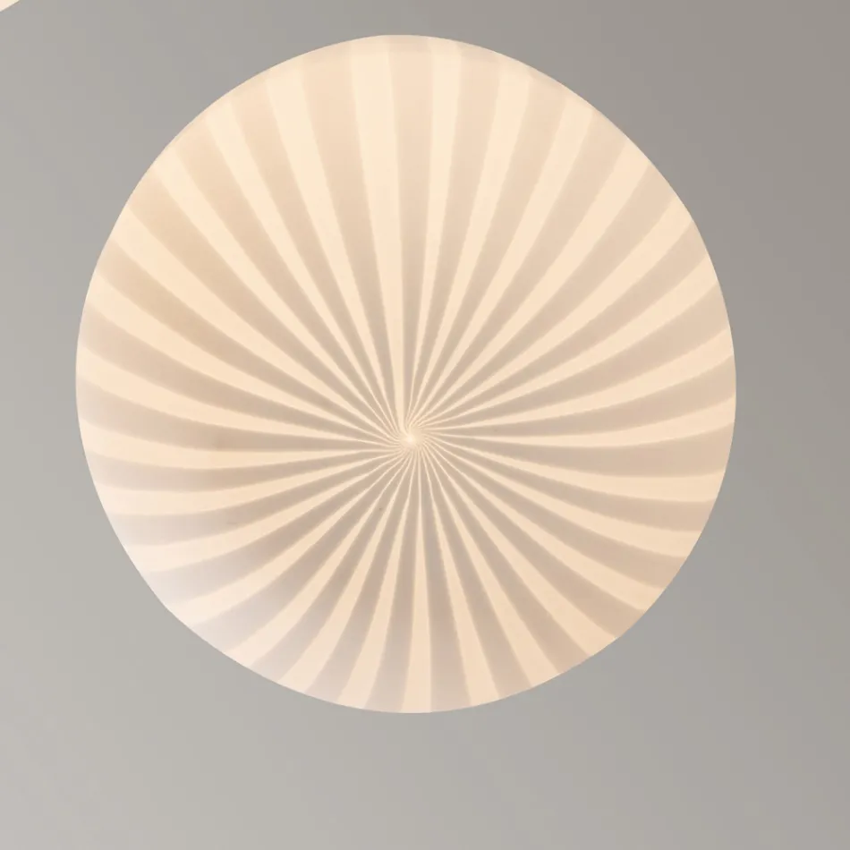 Lampă de suspendare cu design rotund din sticlă albă filigrană - rulotă Viadurini