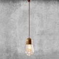 Lampa suspendată cu design vintage în alamă și sticlă - Aldo Bernardi Guinguette