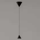 Lampa suspendata de design din ipsos alb si aluminiu negru 2 conuri - Tesera Viadurini