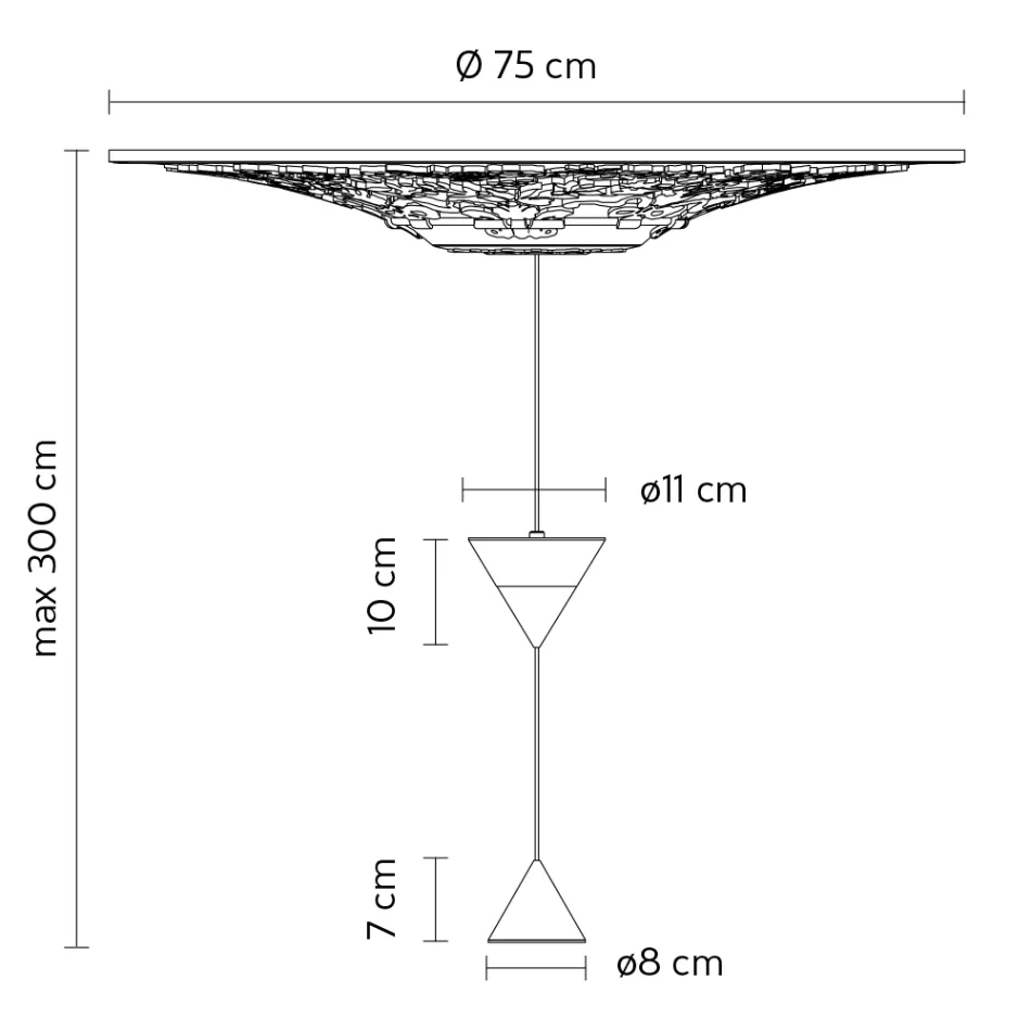 Lampa suspendata de design din ipsos alb si aluminiu negru 2 conuri - Tesera Viadurini