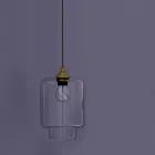 Lampă suspendată de design din metal și sticlă transparentă Made in Italy - Clizia Viadurini