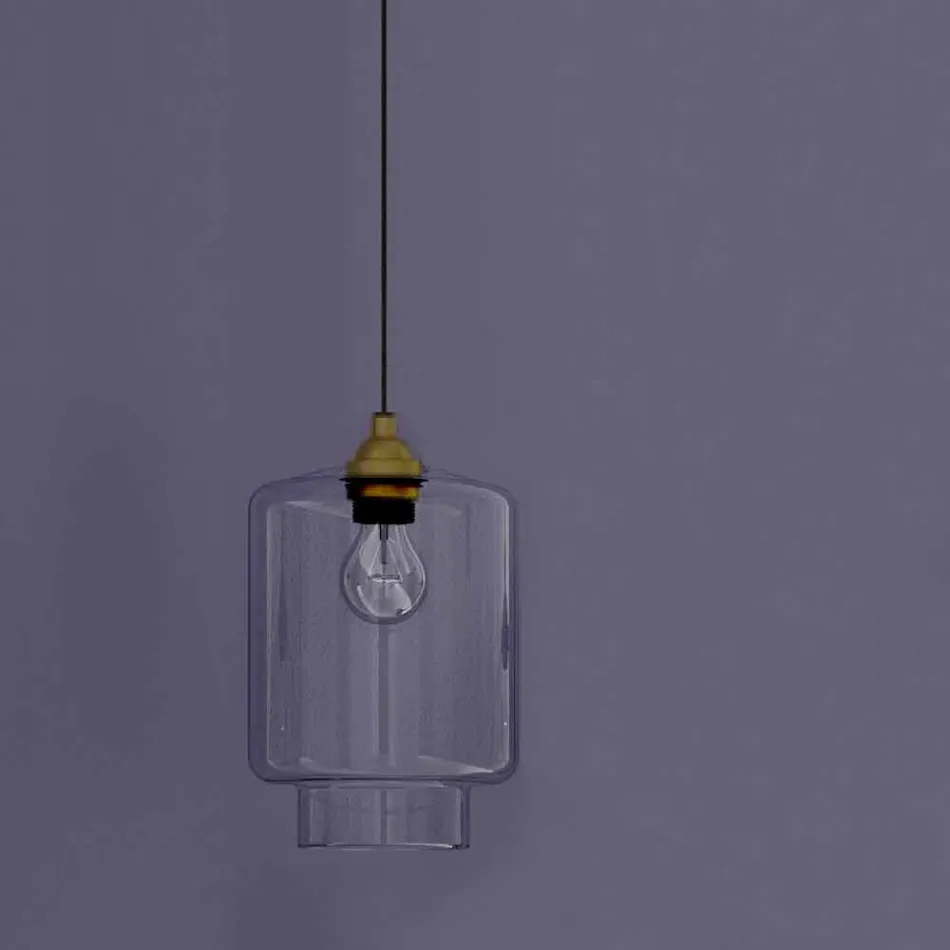 Lampă suspendată de design din metal și sticlă transparentă Made in Italy - Clizia Viadurini