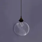 Lampă suspendată de design din metal și sticlă transparentă Made in Italy - Clizia Viadurini