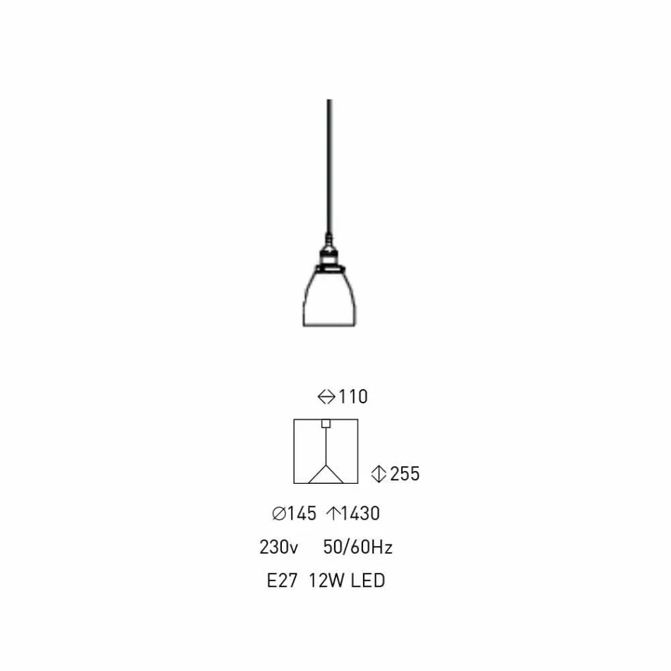 Lampă suspendată de design din metal și sticlă transparentă Made in Italy - Clizia Viadurini