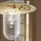 Lampa suspendata de exterior in decor flori pictate manual din aluminiu - Genova Viadurini